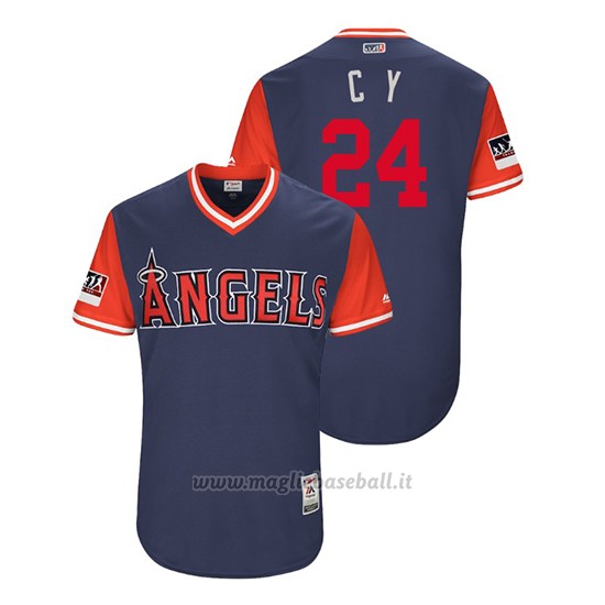Maglia Baseball Uomo Los Angeles Angels Chris Young 2018 Llws Players Weekend C Y Blu
